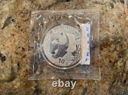 2002 1oz 10 Yuan China Silver Panda Coin BU in Capsule