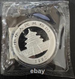 2002 China 10 Yuan 1oz 999 Silver Panda Coin Original Packaging -Rare Genuine