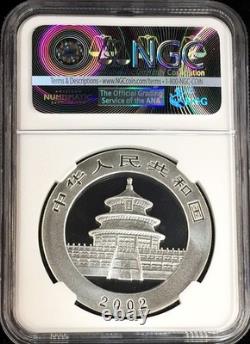2002 Silver China 10 Yuan Panda Coin Ngc Mint State 69