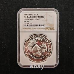 2006 China 10 Yuan Beijing Bank 10th Anniv 1 oz Panda Silver Coin NGC MS70