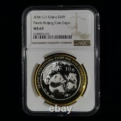 2006 China Beijing International Coin Expo 10Yuan 1oz Panda Silver Coin NGC MS69
