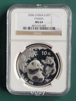 2006 China Coin Panda 1 oz 0.999 Silver NGC MS69