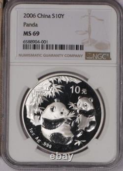 2006 Silver Panda 1 oz. 10 Yuan NGC MS69. Free shipping