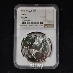 2007 China 10 Yuan 1oz Panda Silver Coin NGC MS70