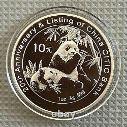 2007 China Silver Panda coin for the 20th ANNIV of China CITIC Bank, RARE