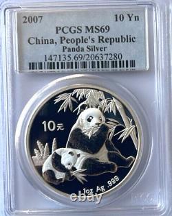 2007 Panda China People's Republic 1 Oz 999 Silver Pcgs Ms69 $108.88