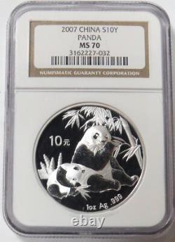 2007 SILVER CHINA 10 YUAN PANDA 1 oz COIN NGC MINT STATE 70