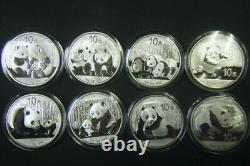 2009 2010 2011 2012 2013 2014 2015 2016 Chinese 1oz Silver Panda coin set