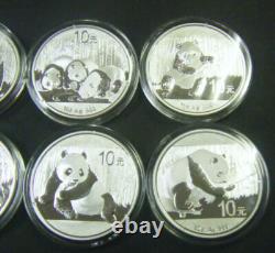 2009 2010 2011 2012 2013 2014 2015 2016 Chinese 1oz Silver Panda coin set