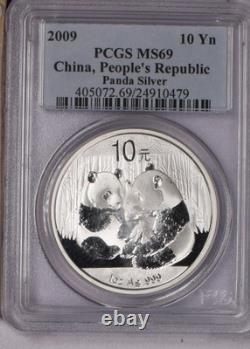 2009 Silver Panda 1 oz. 10 Yuan PCGS MS69. Free shipping