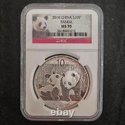 2010 China 10 Yuan 1 oz Panda Silver Coin NGC MS70