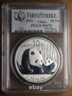 2011 10 Yuan Silver Panda Ms70 First Strike Pcgs Slabbed World Coin #ace17