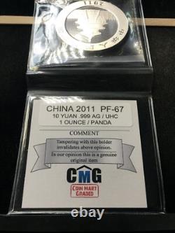 2011 China, 10 Yuan. 999ag Panda, Coin Mart GradedPF-67 UHC
