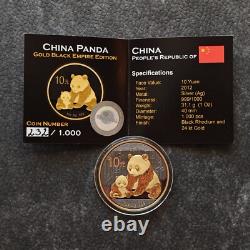 2012 1OZ 10Yuan Silver Panda China Gold Black Empire 24kt Gold PROOF ONLY 1000pc