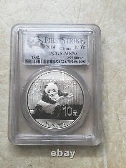 2012 China Panda Silver Coin 10 Yuan PCGS MS 70
