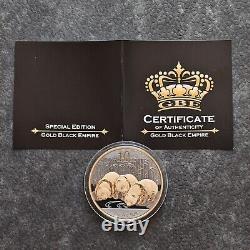 2013 1 OZ Silver Panda China 24kt Gold Black Empire Rhodium NEW ONLY 1000 #205
