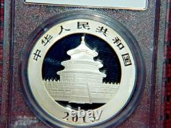 2013 China Panda 10 Yuan 1 Oz. 999 Fine Silver Pcgs Ms70 China Flag Label