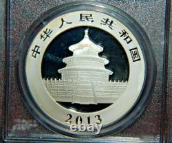 2013 China Panda 10 Yuan 1 Oz. 999 Fine Silver Pcgs Ms70 China Flag Label