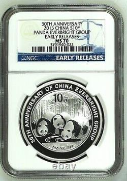 2013 China Silver Panda Coin Everbright Group 30th Anniversary NGC MS70