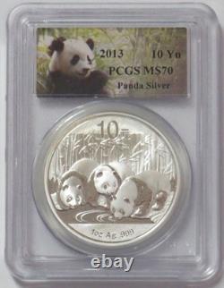 2013 Silver China 10 Yuan 1 Oz Panda Coin Pcgs Ms 70