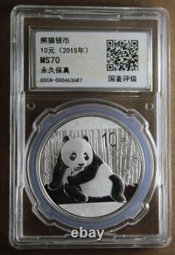 2015 10 Yuan Silver Panda Ms70 Gsca Slabbed Uncirculated World Coin #ach37