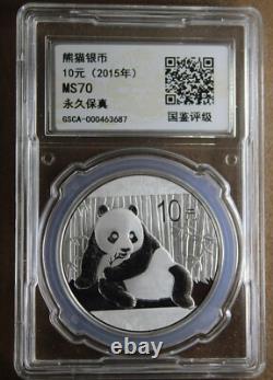 2015 10 Yuan Silver Panda Ms70 Gsca Slabbed Uncirculated World Coin #ach37