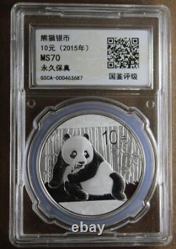 2015 10 Yuan Silver Panda Ms70 Gsca Slabbed Uncirculated World Coin #ach37