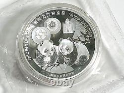 2015 China Macau Money Fair Show Panda 2 oz Silver Medal Numismatic Society Expo