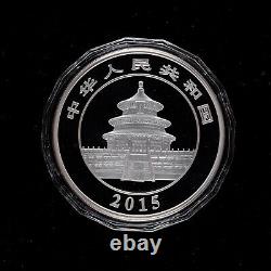 2015 China Panda 300 Yuan 1000g (1 KG) Ag. 999 Panda Silver Coin Coa & Box