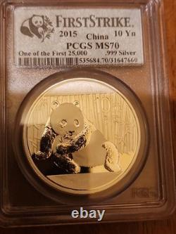 2015 China Panda Silver 10 Yuan MS 70 PCGS First Releases 1 Of The 1st 25,000