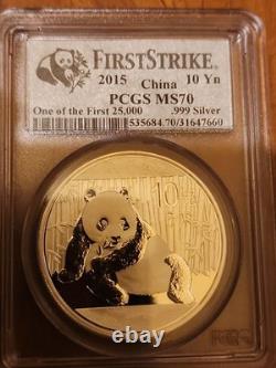 2015 China Panda Silver 10 Yuan MS 70 PCGS First Releases 1 Of The 1st 25,000
