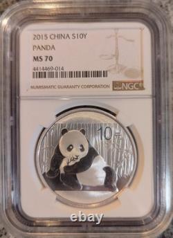 2015 Chinese Silver Panda NGC MS70 S10Y Classic Brown Label 30 gram. 999