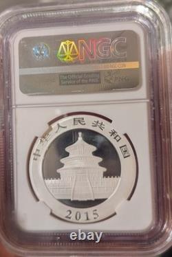 2015 Chinese Silver Panda NGC MS70 S10Y Classic Brown Label 30 gram. 999
