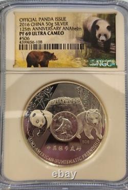 2016 50g CHINA SILVER PANDA NGC PF69UC 125TH ANNIVERSARY Loc17