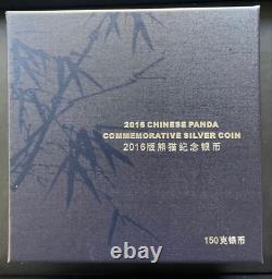 2016 Chinese Panda Commemorative Proof. 999 Silver 150gm. Coin, 50 Yuan, Box/COA