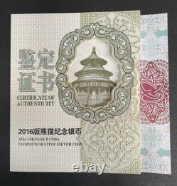 2016 Chinese Panda Commemorative Proof. 999 Silver 150gm. Coin, 50 Yuan, Box/COA