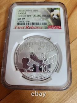 2016 NGC MS69 China 10 yuan Panda First Releases silver. 999 30g SLAB