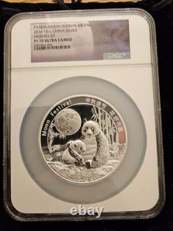 2016 Panda Moon Festival Medal High Relief 10 oz. 999 Silver Round NGC PF 70 UC