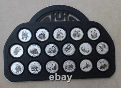 2017 China 1x30g Silver Coin + 34x3g Panda Medals Set 35th Issue Panda