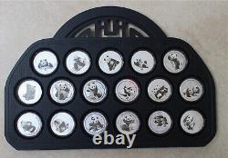 2017 China 1x30g Silver Coin + 34x3g Panda Medals Set 35th Issue Panda