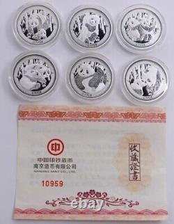 2017 China 35th anniversary Panda 20g Silver Medals Set Nanjing Mint Total120g