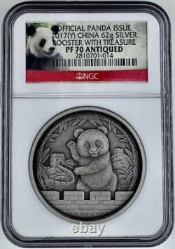2017 China Rooster With Treasure Silver by Chang Huan 62g PANDA Medal NGC PF70