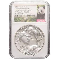 2018 2 oz TEMPLE OF HEAVEN PANDA Silver Coin PF 70 China (Shenyang)
