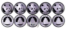 2018 China 10 Yuan 30g Silver Panda 5 pc Set PCGS MS70 Large Multi-Coin Holder