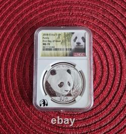 2018 China Certified Silver Coin 1 oz Chinese Panda NGC MS70 1 oz Silver 999
