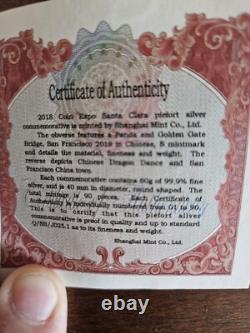 2018-S-China Panda 60g Piefort Santa Clara Coin Expo- NGC PF-70 UC FIRST DAY