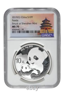 2019 0.9636 oz Chinese Silver Panda NGC MS 70