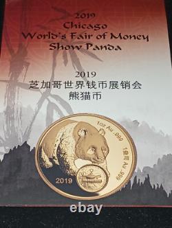 2019 50 Gram. 999 Silver China Chicago World's Fair of Money Show Panda Proof