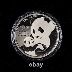 2019 China Panda 300 Yuan 1000g (1 KG) Ag. 999 Panda Silver Coin Coa & Box