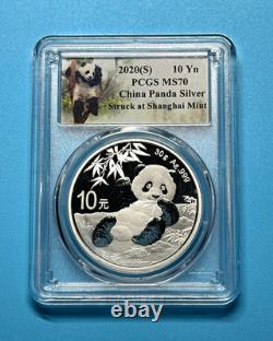2020 China PRC 10 Yuan Silver Panda 0.999 30g (S) PCGS MS70 Shanghai Mint
